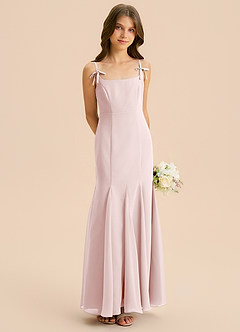 Azazie Evey Junior Jurk van Chiffon met Zeemeermin Geplooid Blozend Roze image4