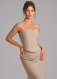 Azazie Sorrel Bridesmaid Dresses Taupe Mermaid Corset Chiffon Dress image8