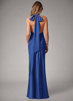 Azazie Velli Bridesmaid Dresses Royal Blue Mermaid Stretch Satin Dress image4