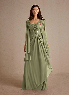 Azazie Clinton Mother of the Bride Dresses Pistachio A-Line Pleated Mesh Dress image5