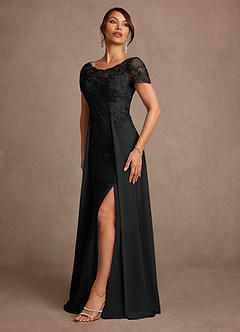 Azazie Alva Mother of the Bride Dresses Black A-Line Lace Dress image5