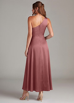 Azazie Brooke Robes de demoiselle d'honneur Robe Trapèze en Satin extensible Une épaule Améthyste image7
