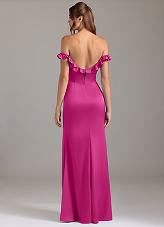 Azazie Callie Bridesmaid Dresses Fuchsia A-Line Ruched Stretch Satin Convertible Dress image7