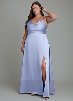 Azazie Sarella Brautjungfernkleider A-Linie Plissee Stretch-Satin Kleid Eis image6