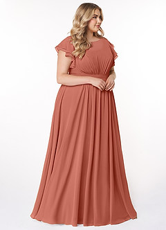 Azazie Daphne Modest Bridesmaid Dresses A-Line Ruffled Chiffon Floor-Length Dress image9