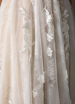 Azazie Monda Vestidos de novia Vestido de Blanco Diamante Champán de Tul de Corte en A con Encaje image9