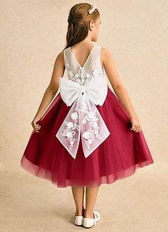 Azazie Lina Flower Girl Dresses Ivory Scarlet Ball-Gown Lace Dress image1