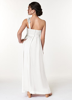 Azazie Flower Junior Robe Trapèze en Mousseline de soie Plissée Blanc image6