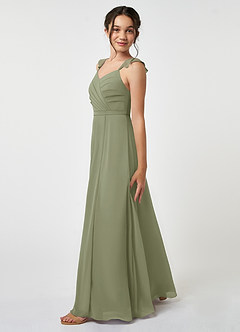 Azazie Emily Junior Pistachio A-Line Ruched Chiffon Dress image3