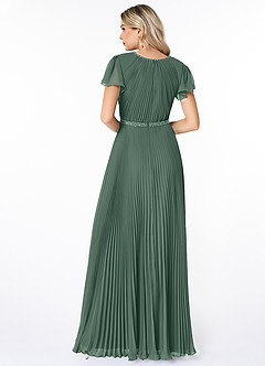 Azazie Kara Bescheiden Bruidsmeisjekleding A-Lijn Geplooid Chiffon Vloerlengte Jurk image2