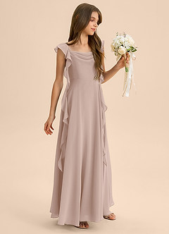 Azazie Carmin Junior English Rose A-Line Ruched Chiffon Dress image5