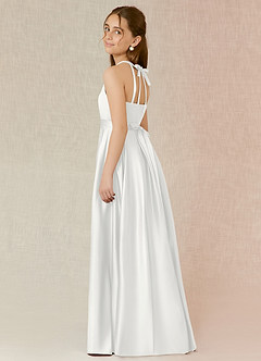 Azazie Arianthe Junior Robe Trapèze en Satin extensible avec poches Blanc image3