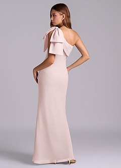 Azazie Yuanna Bridesmaid Dresses Blushing Pink Mermaid One Shoulder Chiffon Dress image6