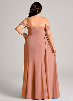 Azazie Amyra Robes de demoiselle d'honneur Robe Fourreau Convertible en Mousseline de soie Épaule décolletée Mai Tai image15