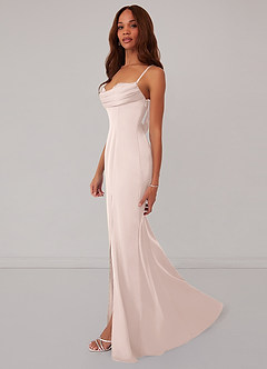 Barbie ♥ Azazie Bridesmaid Dresses Blushing Pink Mermaid Corset Stretch Satin Dress image4