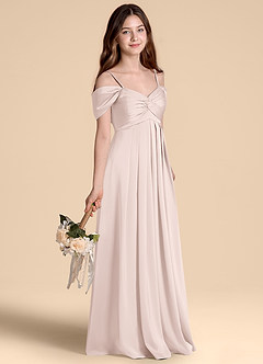 Azazie Kaitlynn Junior Jurk van Stretch Satijn met A-Lijn Off the Shoulder Blozend Roze image5