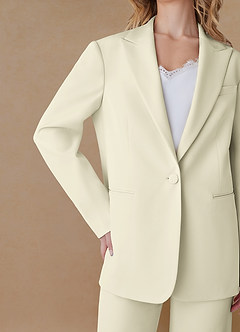 front Amelia Ivory Refined Weave Performance Oversized Blazer