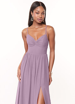 Azazie Zeya Bridesmaid Dresses Wisteria A-Line V-Neck Pleated Chiffon Dress image5