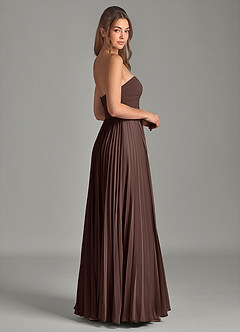 Azazie Chiana Robes de demoiselle d'honneur Robe Trapèze en Mousseline de soie Sans bretelles Ganache image5