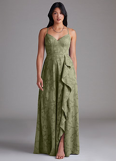 Azazie Naeem Bridesmaid Dresses Pistachio A-Line Sweetheart Neckline Floral Burnout Dress image1