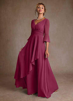 Azazie Eire Mother of the Bride Dresses Mulberry A-Line Pleated Chiffon Dress image3
