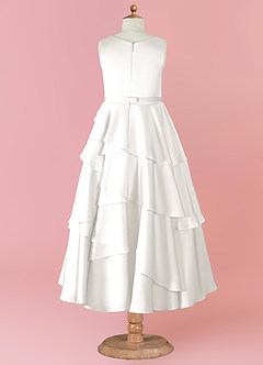Barbie ♥ Azazie vestidos de niña de las flores Vestido de Diamante Blanco de Satén Elástico de Corte En A con Sin mangas image10
