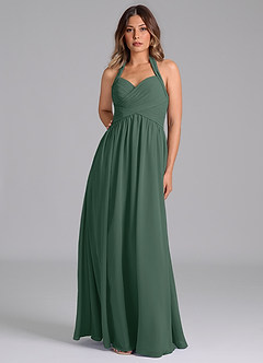 Azazie Darlyn Bridesmaid Dresses Sea Moss A-Line Pleated Chiffon Dress image5