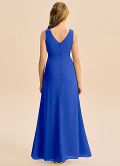 Azazie Floris Junior Robe Trapèze en Mousseline de soie Plissée Bleu Roi image3