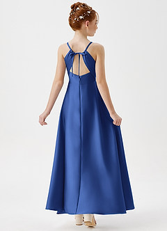 Azazie Avelina Junior A-Linie Plissee Stretch-Satin Kleid Königsblau image2