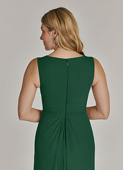 Azazie Manuella vestidos de madre de la novia Vestido de Verde Oscuro de Gasa de Corte En A con Cuello en V plisado image9
