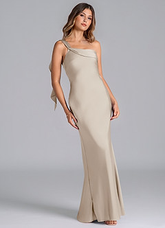 Azazie Driea Brudtärnklänningar Klä av Sjöjungfru i Stretch Satin Ena axeln Frost image1