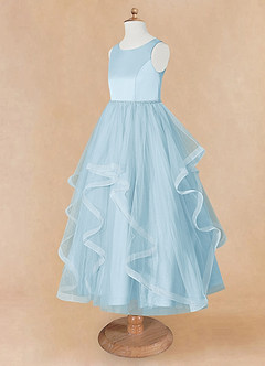 Azazie Sofia Flower Girl Dresses Sky Blue A-Line Beaded Tulle Dress image10