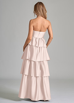 Azazie Faye Bridesmaid Dresses Blushing Pink A-Line Ruched Stretch Satin Dress image6