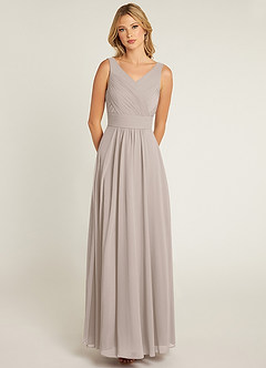 Azazie Pierrette Bridesmaid Dresses Frost A-Line Pleated Chiffon Dress image1