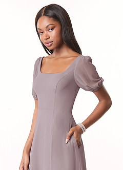 Azazie Alani Bridesmaid Dresses Dusk A-Line Square Neckline Chiffon Dress image4