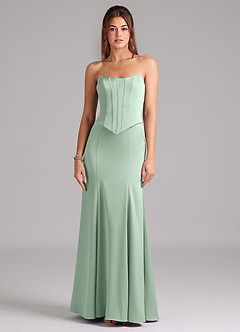Azazie Ximena Bridesmaid Dresses Agave Mermaid Corset Stretch Satin Convertible Dress image3