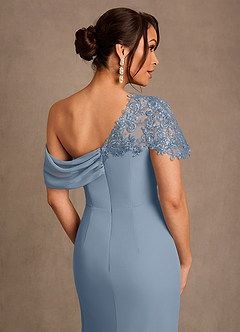 Azazie Sally Mother of the Bride Dresses Dusty Blue Sheath Lace Chiffon Dress image5