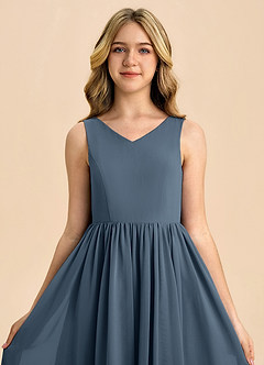 Azazie Hathaway Junior Neptune A-Line Bow Chiffon Dress image6