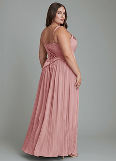 Azazie Stephanie Bridesmaid Dresses Dusty Rose A-Line Pleated Stretch Satin Dress image8