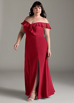 Azazie Sophie Bridesmaid Dresses Scarlet A-Line Off the Shoulder Chiffon Convertible Dress image8