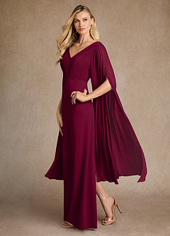 Azazie Ellsworth Kleider für die Brautmutter Spalte Plissee Stretch-Krepp Kleid Burgunderrot image4