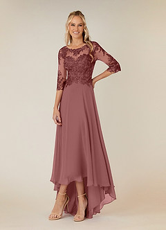 Azazie Monza Mother of the Bride Dresses Desert Rose A-Line Lace Chiffon Dress image4