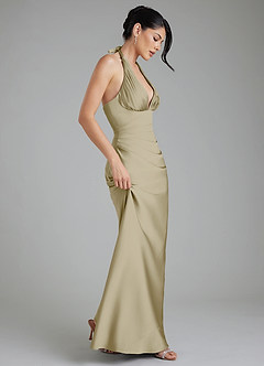 Azazie Torrance Bridesmaid Dresses Moss Green Mermaid Corset Stretch Satin Dress image7