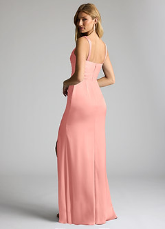 Azazie Elida Bridesmaid Dresses Rosette Sheath Pleated Stretch Satin Dress image2