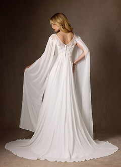 Azazie Linnea Wedding Dresses Diamond White A-Line Scoop Chiffon Dress image3