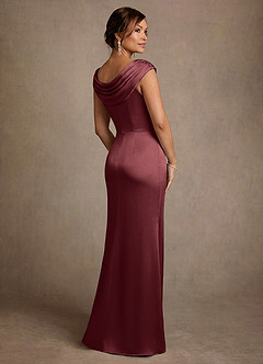 Azazie Irvine Abiti per la Madre della Sposa Abito A-Line in Raso Elasticizzato Plissettato Merlot image2