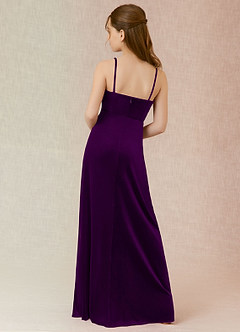Azazie Solange Junior Grape A-Line Velvet Dress image2