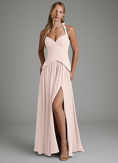 Azazie Michelle Kleider zum Anprobieren zu Hause A-Linie Korsett Chiffon Kleid Zartrosa image4