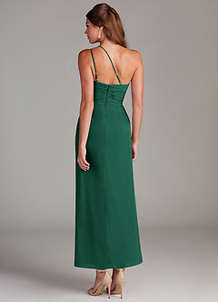 Azazie Eren 신부 들러리 드레스 인어 한쪽 어깨 쉬폰 발목 길이 드레스 image7