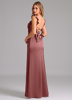 Azazie Jessamine Bridesmaid Dresses Amethyst A-Line Corset Stretch Satin Dress image2